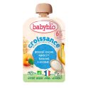 Babybio Brassé Croissance Gourde Brassé Vache Bio - 100g - Saveur Abricot, Banane et Avoine - 6 Mois et Plus