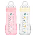 MAM Easy Active Biberons 2ème Âge - 2 Biberons de 330 ml - 6 Mois et + - Débit Très Rapide - Couleur : Pearl/Berry
