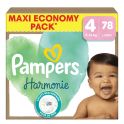 Pampers Harmonie Couches Taille 4 de 9 à 14kg - Maxi Pack 84 couches - Peaux sensibles et 12h au sec
