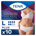 TENA Silhouette Plus Blanc Taille Basse - Taille L - 10 Protections - Sous-Vêtements Absorbants
