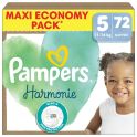 Pampers Harmonie Couches Taille 5 de 11 à 16kg - Maxi Pack 72 couches – Peaux sensibles et 12h au sec