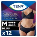 TENA Silhouette Plus Noir Taille Basse - Taille M - 12 Protections - Sous-Vêtements Absorbants