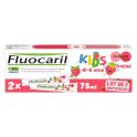 Fluocaril Dentifrice Kids 0-6 ans Gel fraise Bi-Fluoré 100mg lot de 2x75ml - Renforcement de l'émail et protection contre les caries
