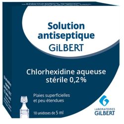 Gilbert Chlorhexidine Aqueuse 0,2% Solution - 10 unidoses - Antiseptique