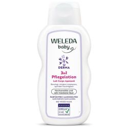 Weleda Baby Derma 3 en 1 Lait Hydratation Intense - 200ml - Nourrit, apaise et protège les peaux très sensibles