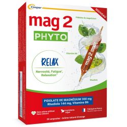 Mag 2 Phyto Relax - Nervosité et Fatigue - Réduit le Stress et Favorise la Relaxation - 30 ampoules