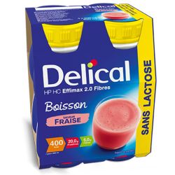 Delical Boisson Sans Lactose HP HC Effimax 2.0 - Avec Fibres - Saveur Fraise - 4x200ml