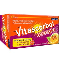 Vitascorbol Énergie - 30 comprimés effervescents - Goût Orange Pressé - Vitalité et Immunité