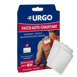 Urgo Patch Auto-Chauffant 8h - Courbatures, Torticolis, & Douleurs Musculaires - x4 patchs