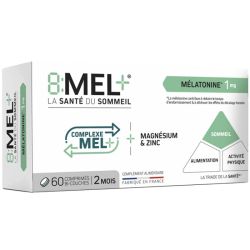 8MEL+ Mélatonine 1mg - 60 comprimés - Complément en mélatonine pour un sommeil réparateur
