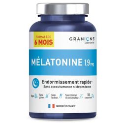 Granions Mélatonine 1,9 Mg 180 Comprimés - Sommeil réparateur, aide à l'endormissement rapide, Pack 6 mois
