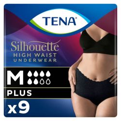 Tena Silhouette Plus Noir - Taille Basse - Taille M - 9 protections