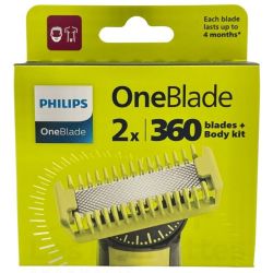 Philips One Blade 360 Kit de Lames de Rechange Visage & Corps QP624/50 - Lot de 2