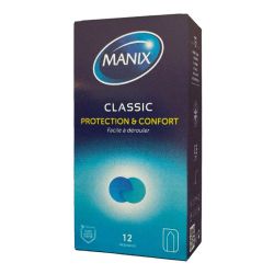 Manix Classic Protection Et Confort - Préservatifs Anatomiques, Fins, et Extra Lubrifiés - 12 Préservatifs