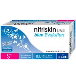 LCH Nitriskin Blue Evolution Gant d’Examen Nitrile Non Poudré - 100 gants - Taille 6/7