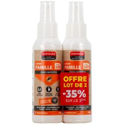 Manouka Famille Répulsif Anti-moustiques - 2 sprays de 75 ml - Protection jusqu’à 8h dès 1 an