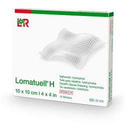 Lohmann Lomatuell H Tulle Gras - Imprégné de Vaseline - 10 x 10 cm - Boîte de 10 Tulles Gras