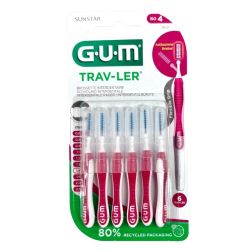 Gum Brossettes interdentaires Trav-Ler - Pack de 6 brossettes - Taille 4 : 1,4 mm - Nettoyage précis