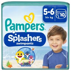 Pampers Splashers Couches-Culottes de Bain Taille 5-6 + de 14kg Baby Shark - 10 couches – Confort et anti-gonflement