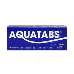 Aquatabs 1 Litre - 60 Comprimés Effervescents - Désinfection de l’Eau Potable