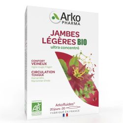 Arkopharma Arkofluides Jambes Légères Bio - 20 ampoules - Circulation & Légèreté