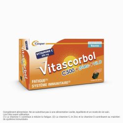 Vitascorbol C500 + Zinc + Vitamine D - 30 Capsules - Anti Fatigue et Renfort du Système Immunitaire