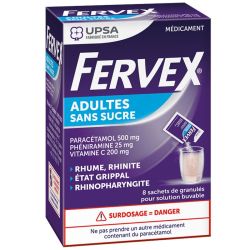Fervex Adultes Sans Sucre - 8 Sachets de granulés pour solution buvable