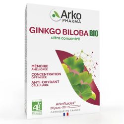 Arkopharma Arkofluides Ginkgo Biloba - 20 ampoules - Mémoire & Concentration