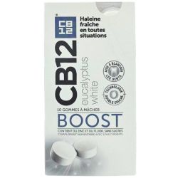 CB12 Boost Eucalyptus White 10 gommes à mâcher – haleine fraîche et dents blanches