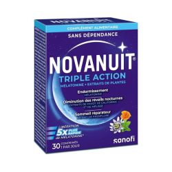 Sanofi Novanuit Triple Action - Facilite l'Endormissement - 30 Comprimés