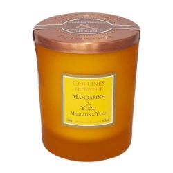 Collines de Provence Bougie Parfumée Mandarine & Yuzu 180 g – parfum frais et vivifiant