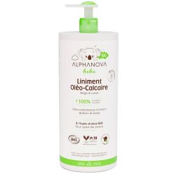 Alphanova Bébé Liniment Oléo-Calcaire Bio - 900 ml - Nettoie, protège et apaise la peau de bébé