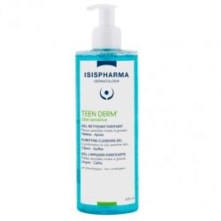 Isispharma Teen Derm Gel Sensitive - Nettoyant Purifiant - Peaux Grasses à Imperfections - 400ml