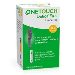 Lifescan OneTouch Delica Plus Lancettes Stériles - 200 lancettes - Prélèvement précis