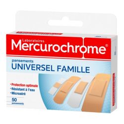 Mercurochrome Pansement Universel Famille - 50 pansements - Protection pour toute la famille