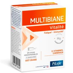 Pileje Multibiane Stick - 14 Sticks - Saveur Orange - Vitalité et équilibre micronutritionnel