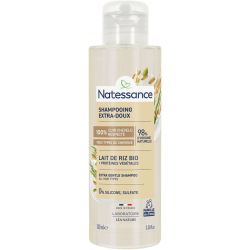 Natessance Shampooing Extra-Doux au Lait de Riz Bio 100 ml – Format voyage haute tolérance sans sulfate