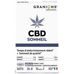 Granions CBD Sommeil - Réduit le Temps d'Endormissement - Améliore la Qualité du Sommeil - 30 comprimés