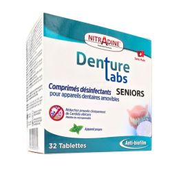 NitrAdine Comprimés Désinfectants Et Nettoyants Anti-Candida & Anti-Biofilm 32 Comprimés – Hygiène prothétique