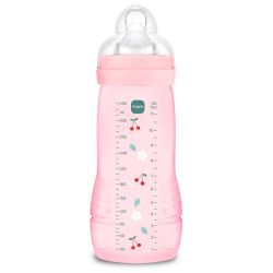 MAM Easy Active Biberons 2ème Âge - 1 Biberon de 330 ml - 6 Mois et + - Débit Très Rapide - Couleur : Berry