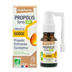 Nat&Form Spray Propolis Bio - 15 ml - Soulage et adoucit les gorges irritées