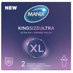 Manix King Size Ultra - 2 préservatifs - Ultra fins, grande taille et sensations maximales