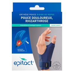 Epitact Orthèse Pouce Rigide de Repos - 1 pièce - Main Droite - Taille M - Soulagement nocturne