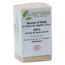 Lauralep Savon d'Alep 20% Laurier - À l'Huile de Nigelle - Peaux très Sèches, Sensibles, Irritées - 150g