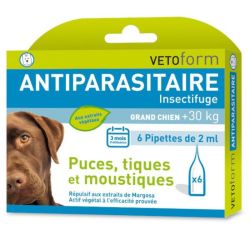 Vetoform Antiparasitaire insectifuge grand chien +30 kg 6 pipettes