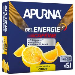 Apurna Gel Énergie - Citron Caféine - Maintien des Performances - 5x35g