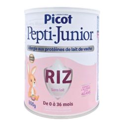 Picot Pepti Junior - Lait Infantile au Riz - Bébé de 0 à 36 mois - Allergie aux PLV - 800g