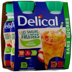 Delical Boisson Sans Sucres Pomme - Idéal pour Compléter l'Alimentation - 4 x 200 ml