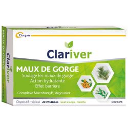 Clariver Maux de Gorge - 15 Pastilles Orange Menthe