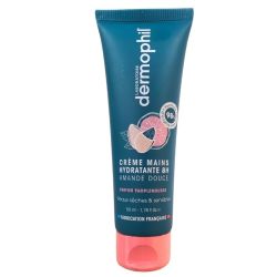 Dermophil Indien Crème Mains Hydratante Huile d'Amande Douce & Karité Parfum Pamplemousse 50 ml - Soin hydratant 8h mains sèches et sensibles
